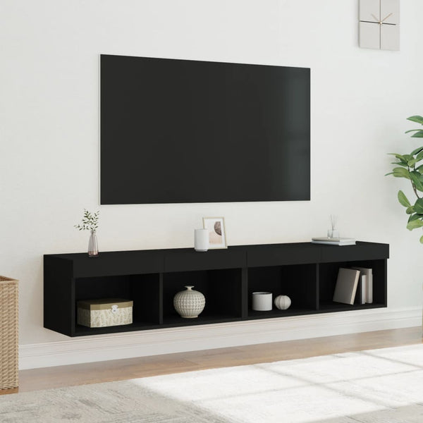 TV-Schränke mit LED Schwarz 80x30x30 cm, 2er-Set