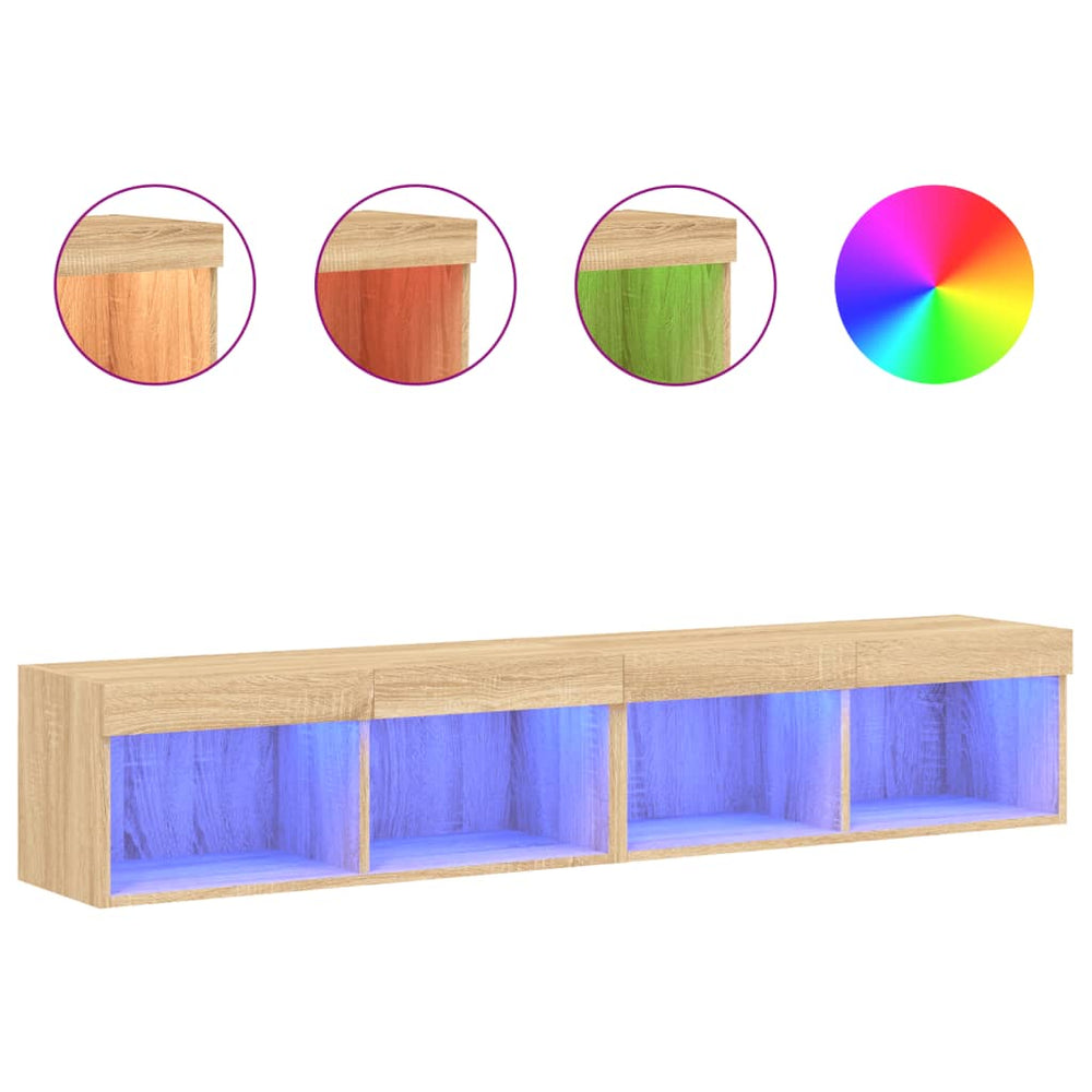 TV-Schränke mit LED Sonoma-Eiche 80x30x30cm, 2er-Set
