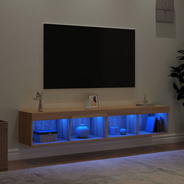 TV-Schränke mit LED Sonoma-Eiche 80x30x30cm, 2er-Set