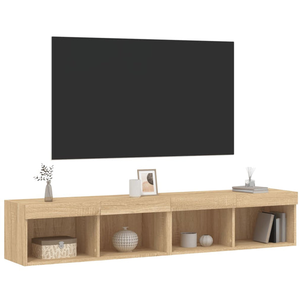 TV-Schränke mit LED Sonoma-Eiche 80x30x30cm, 2er-Set