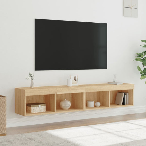 TV-Schränke mit LED Sonoma-Eiche 80x30x30cm, 2er-Set