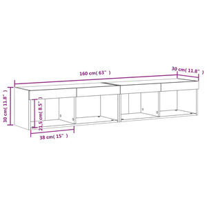 TV-Schränke mit LED Betongrau 2er-Set
