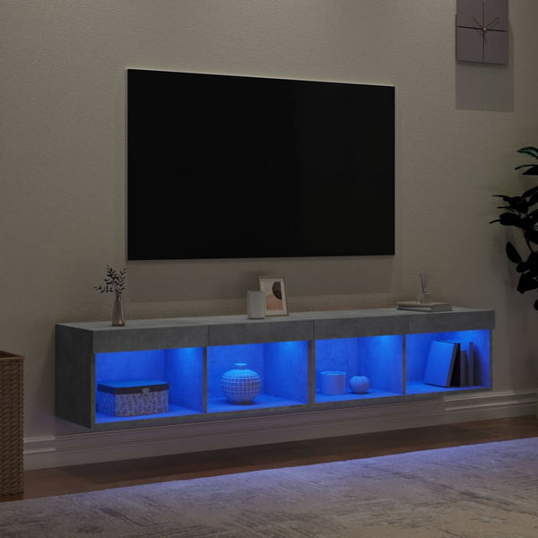 TV-Schränke mit LED Betongrau 2er-Set