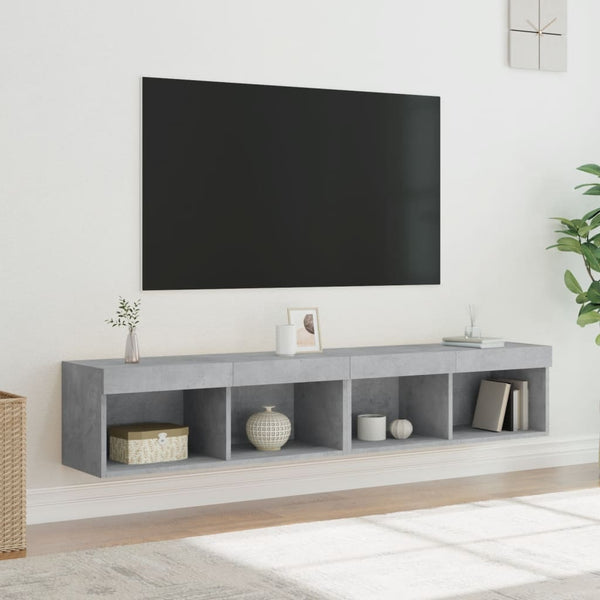 TV-Schränke mit LED Betongrau 2er-Set