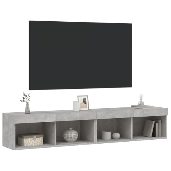 TV-Schränke mit LED Betongrau 2er-Set