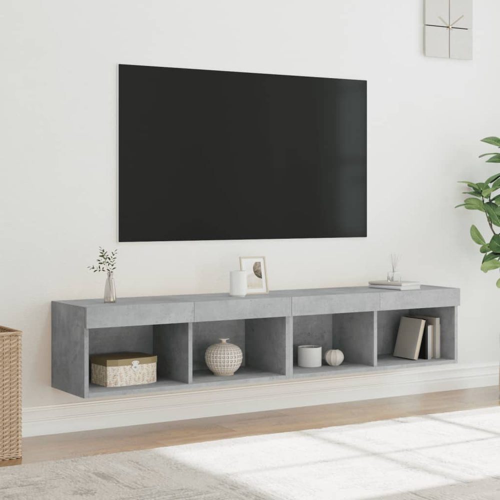 TV-Schränke mit LED Betongrau 2er-Set