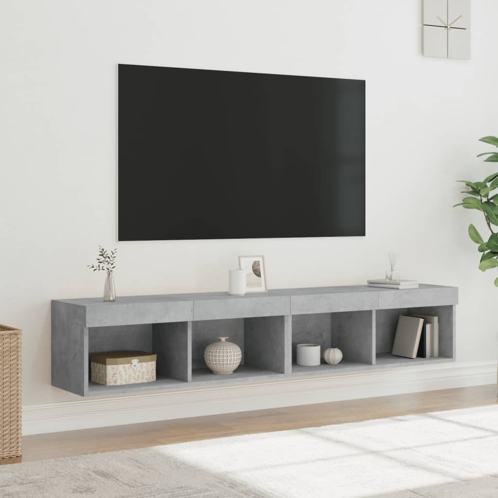 TV-Schränke mit LED Betongrau 2er-Set