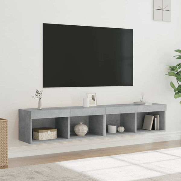 TV-Schränke mit LED Betongrau 2er-Set