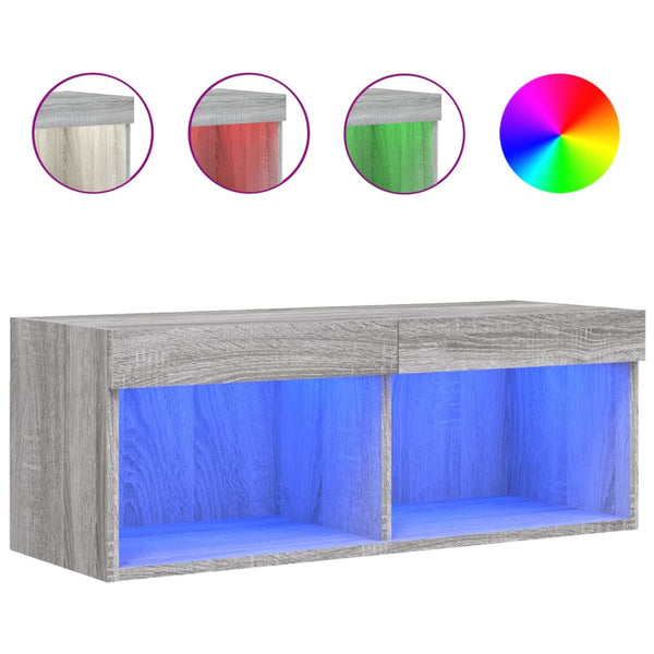 TV-Schrank Grau Sonoma mit LED 80cm
