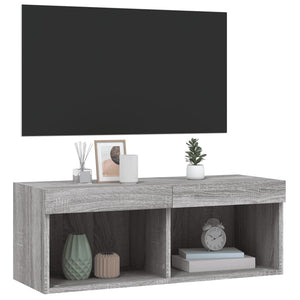 TV-Schrank Grau Sonoma mit LED 80cm