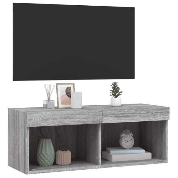 TV-Schrank Grau Sonoma mit LED 80cm