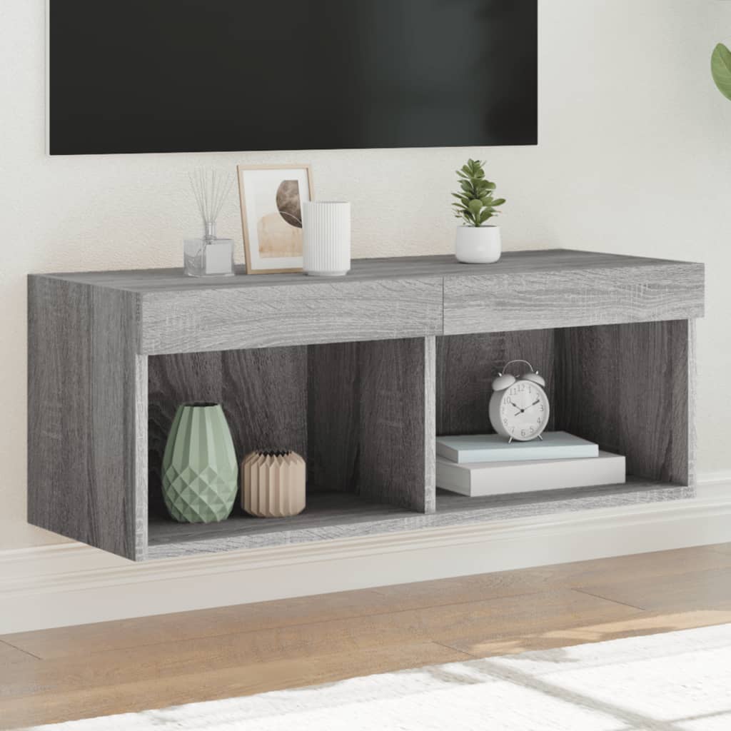 TV-Schrank Grau Sonoma mit LED 80cm