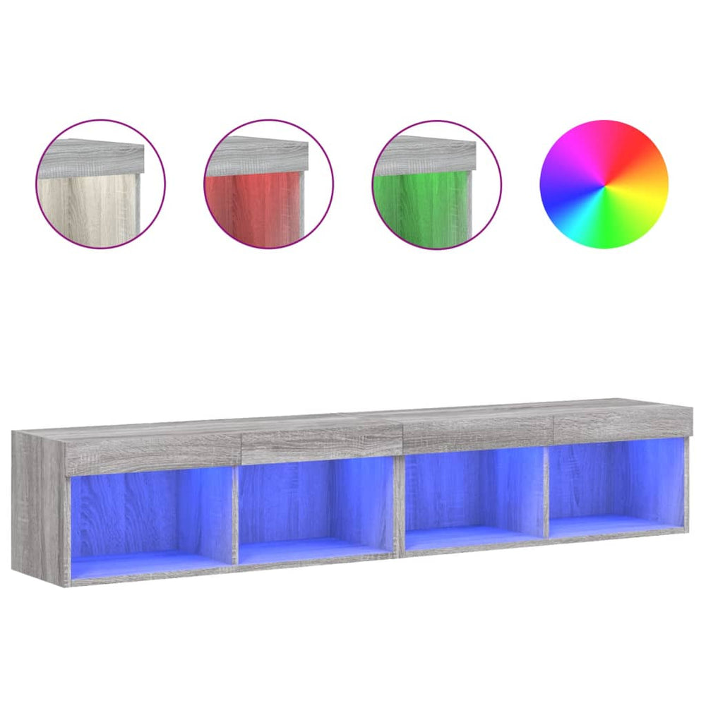 vidaXL Meubles TV avec lumières LED 2 pcs Gris Sonoma 80x30x30 cm