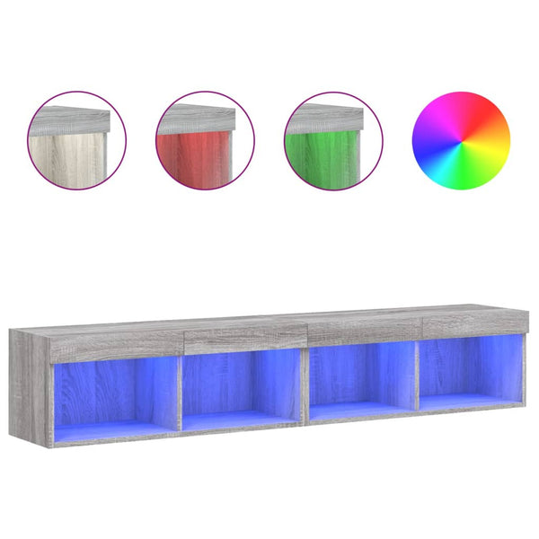TV-Schränke mit LED Grau Sonoma 80 cm, 2er-Set