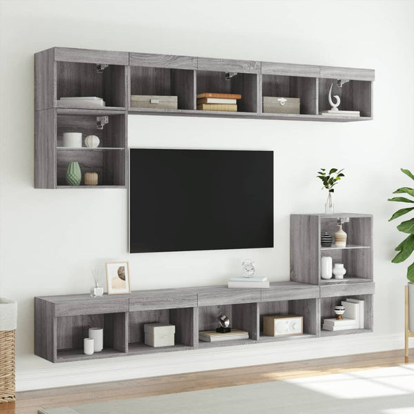 TV-Schränke mit LED Grau Sonoma 80 cm, 2er-Set
