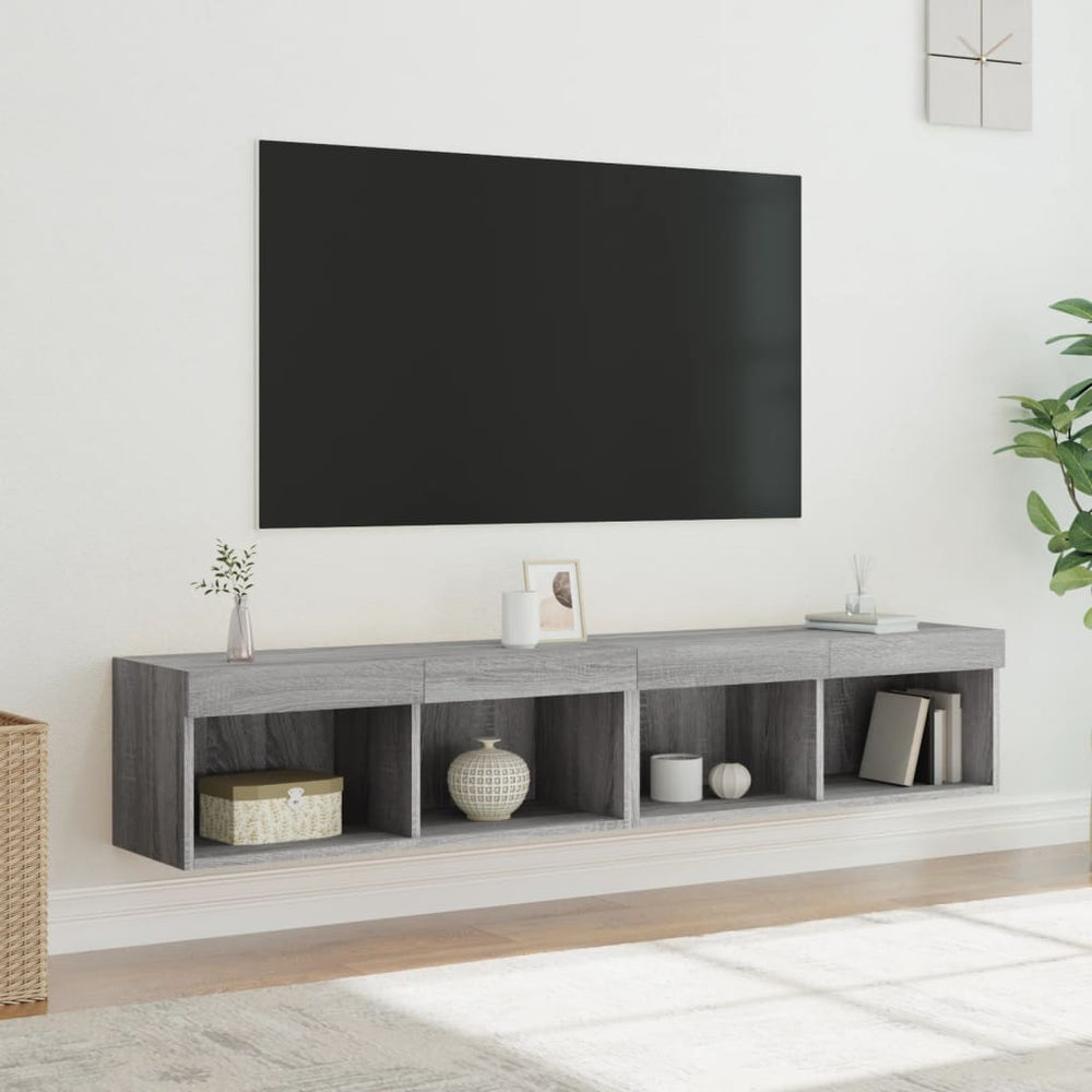 vidaXL Meubles TV avec lumières LED 2 pcs Gris Sonoma 80x30x30 cm