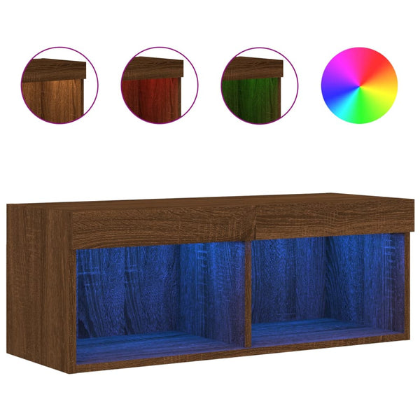 TV-Schrank mit LED Braun Eichen-Optik 80cm