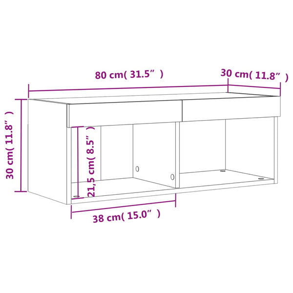 TV-Schrank mit LED Braun Eichen-Optik 80cm