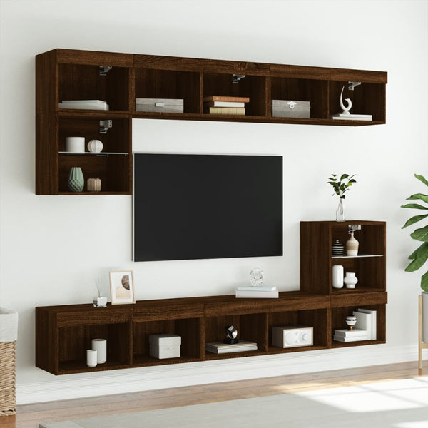 TV-Schrank mit LED Braun Eichen-Optik 80cm