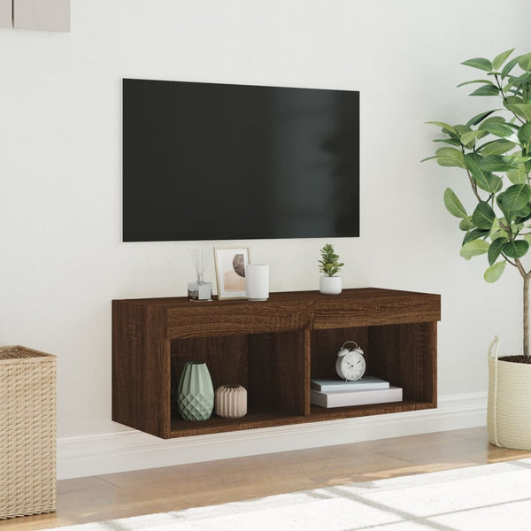 TV-Schrank mit LED Braun Eichen-Optik 80cm