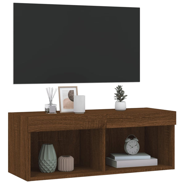 TV-Schrank mit LED Braun Eichen-Optik 80cm