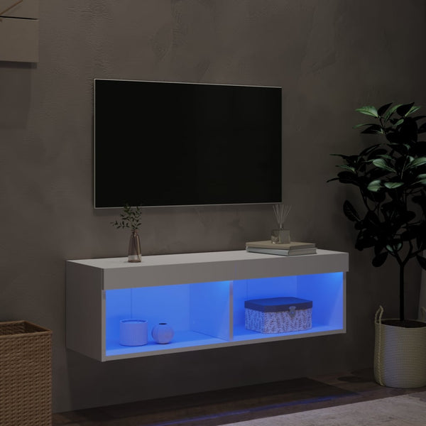 TV-Schrank Weiß mit LED 100cm