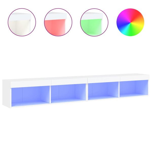 TV-Schränke mit LED, 2er-Set, Weiß