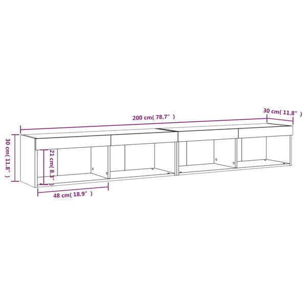 TV-Schränke mit LED, 2er-Set, Weiß