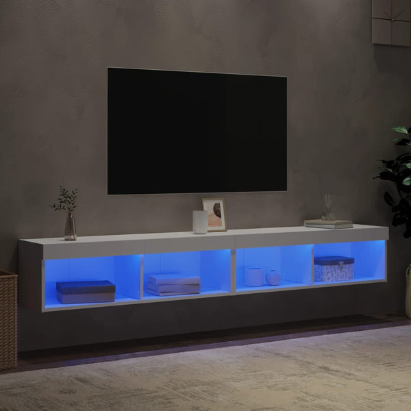 TV-Schränke mit LED, 2er-Set, Weiß