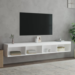 TV-Schränke mit LED, 2er-Set, Weiß