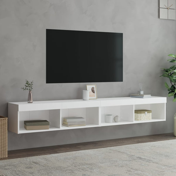 TV-Schränke mit LED, 2er-Set, Weiß