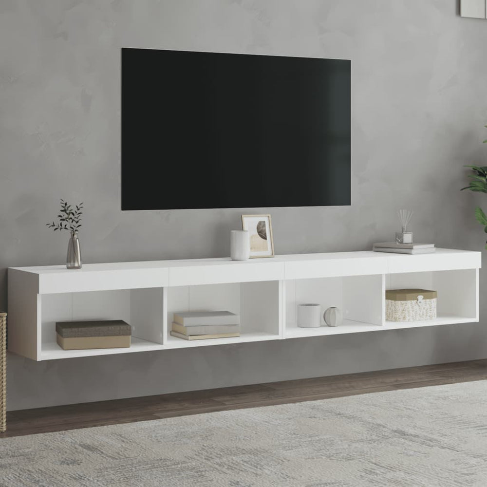 TV-Schränke mit LED, 2er-Set, Weiß
