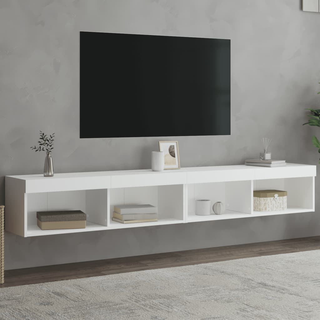 TV-Schränke mit LED, 2er-Set, Weiß