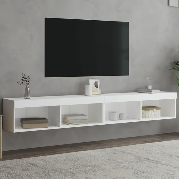 TV-Schränke mit LED, 2er-Set, Weiß