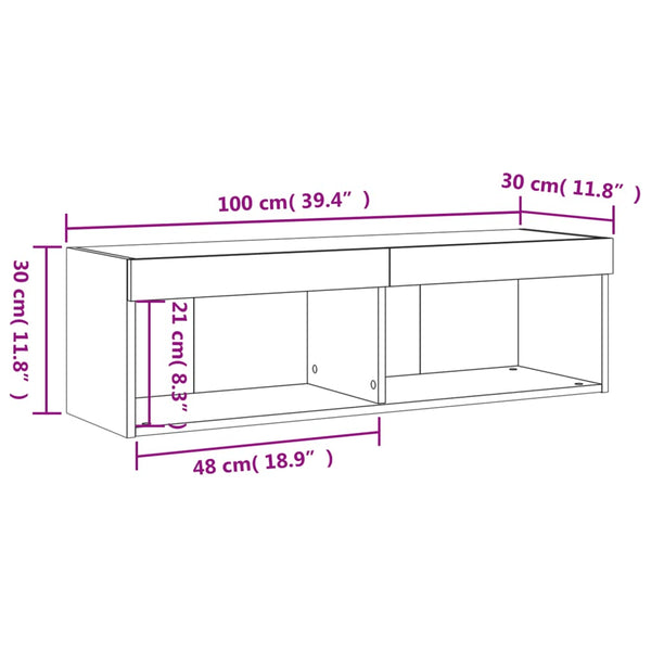 TV-Schrank Sonoma Eiche mit LED 100 cm