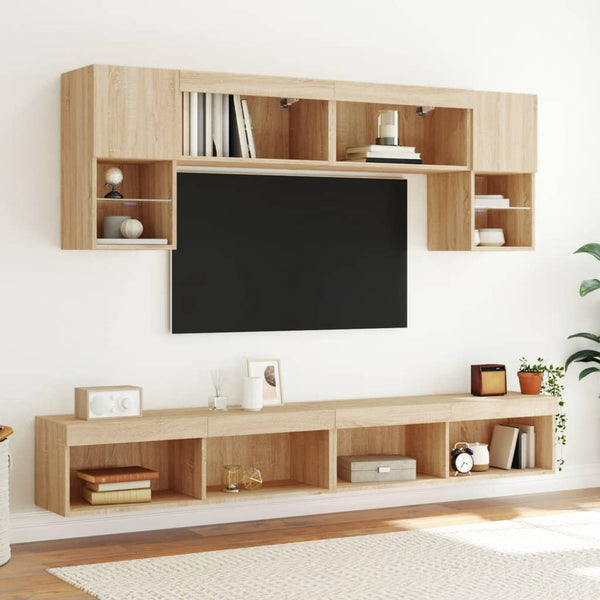 TV-Schränke mit LED Sonoma-Eiche 2er-Set
