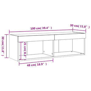 TV-Schrank mit LED Betongrau 100x30x30 cm