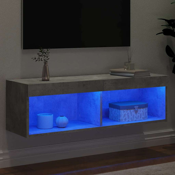 TV-Schrank mit LED Betongrau 100x30x30 cm