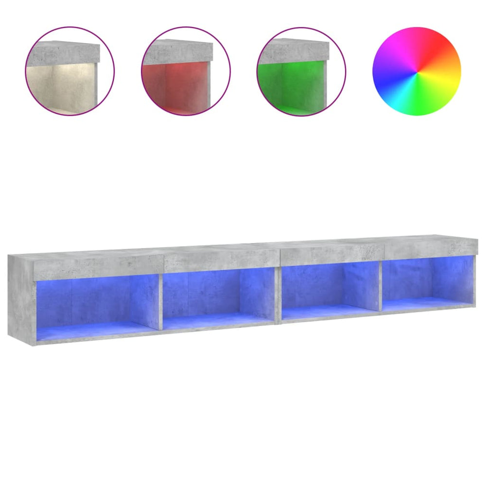 TV-Schränke mit LED Betongrau 100x30x30cm, 2er-Set