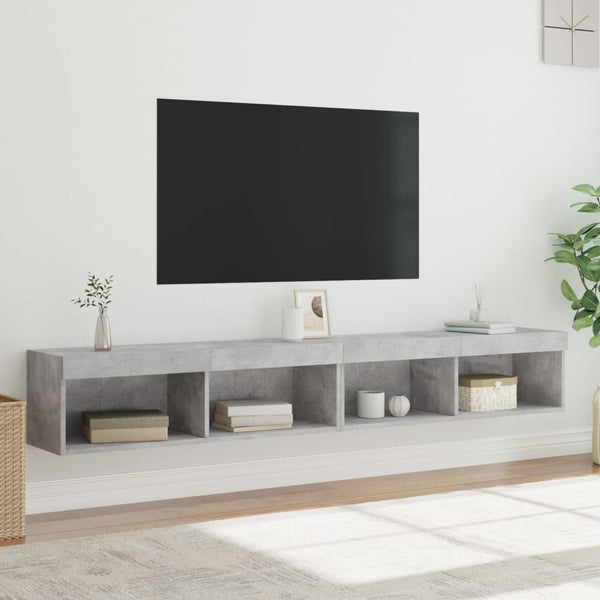 TV-Schränke mit LED Betongrau 100x30x30cm, 2er-Set