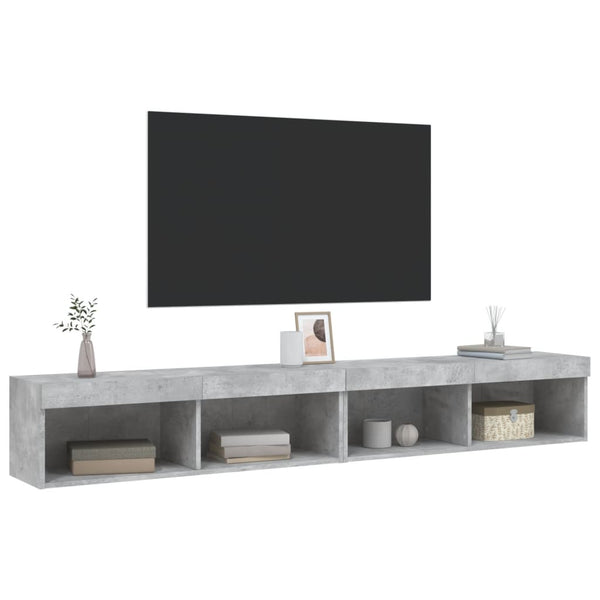 TV-Schränke mit LED Betongrau 100x30x30cm, 2er-Set