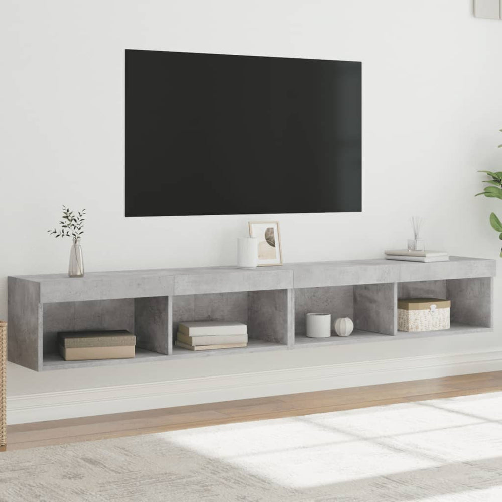 TV-Schränke mit LED Betongrau 100x30x30cm, 2er-Set