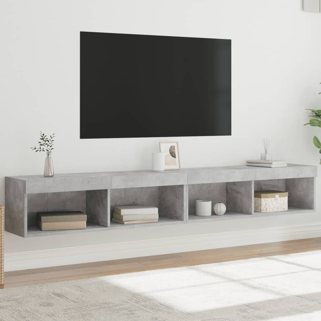 TV-Schränke mit LED Betongrau 100x30x30cm, 2er-Set