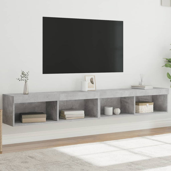 TV-Schränke mit LED Betongrau 100x30x30cm, 2er-Set