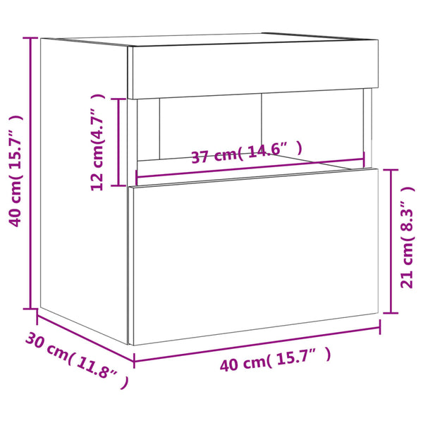 TV-Wandschrank mit LED Sonoma Eiche 40cm