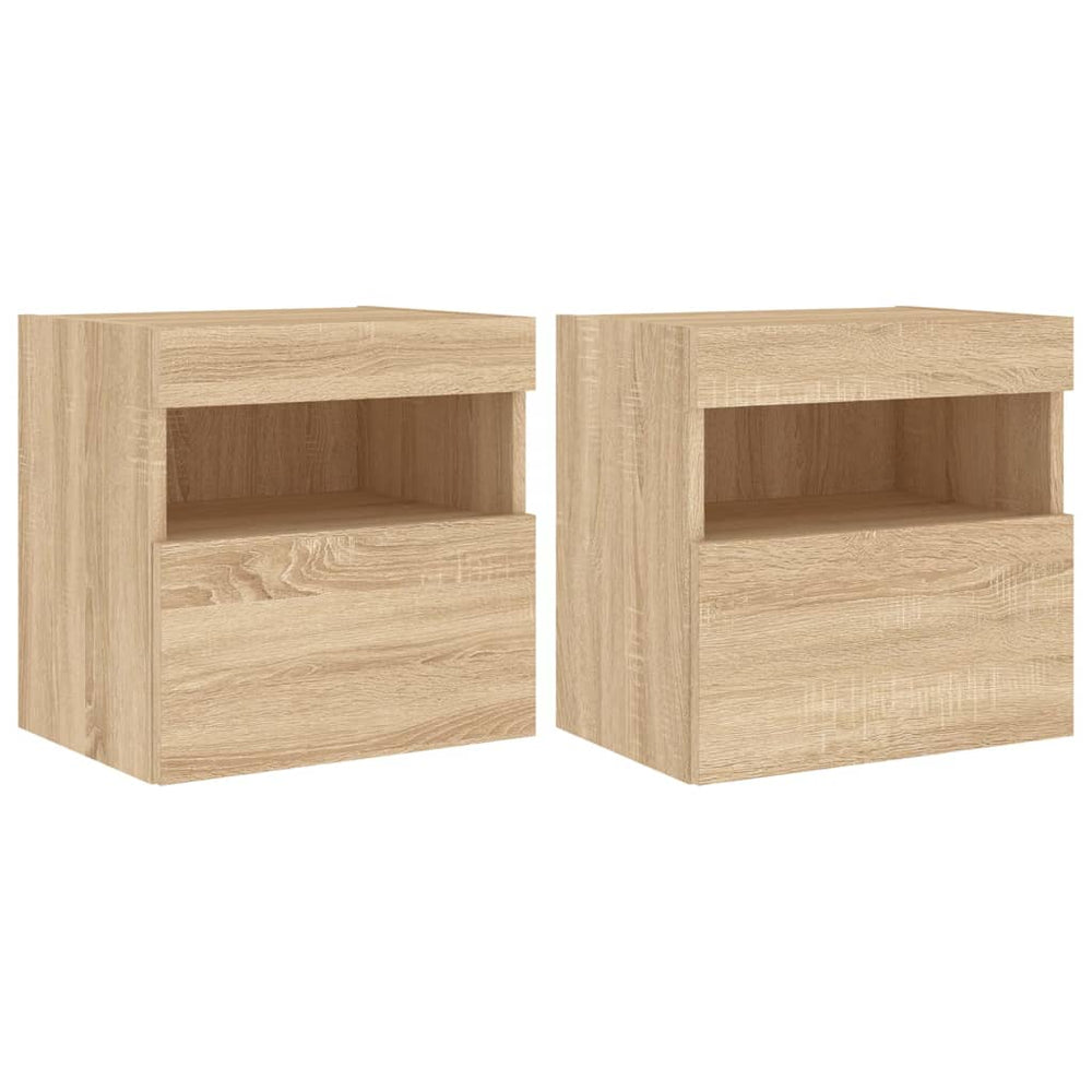 Meubles TV muraux vidaXL avec lumières LED 2 pcs Chêne Sonoma 40x30x40cm