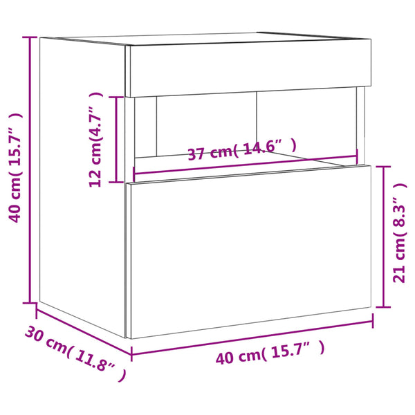 TV-Wandschränke mit LED Sonoma-Eiche 2er-Set