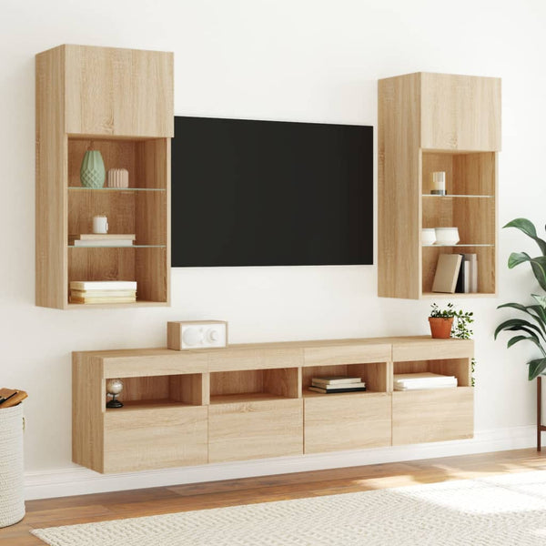 TV-Wandschränke mit LED Sonoma-Eiche 2er-Set