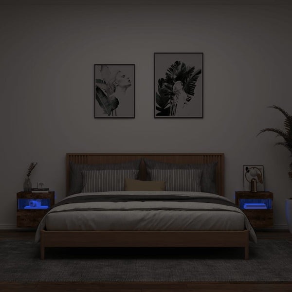 TV-Wandschränke mit LED Räuchereiche 40x40 cm, 2er-Set