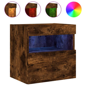 TV-Wandschränke mit LED Räuchereiche 40x40 cm, 2er-Set